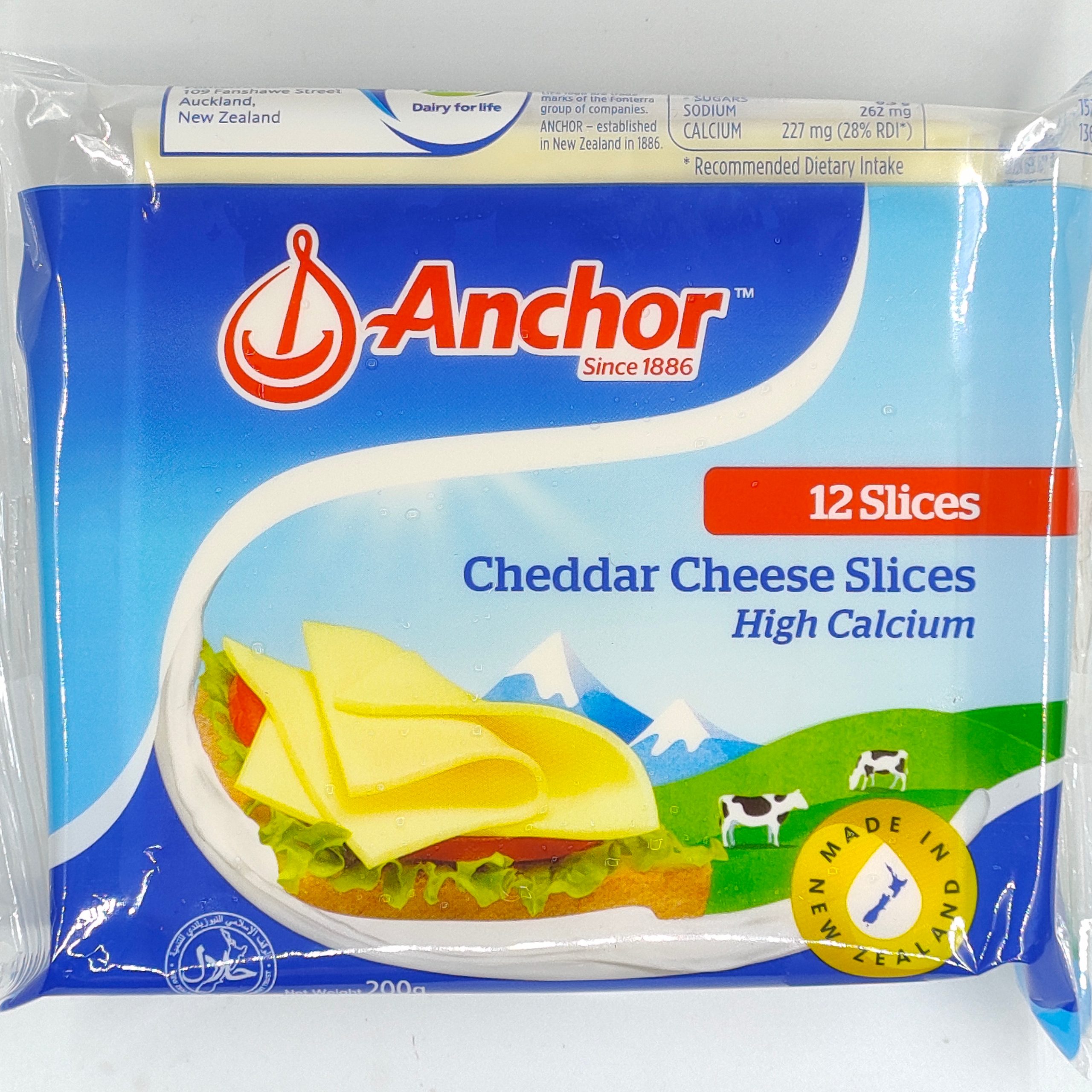 Anchor Cheddar Cheese Slices 12 Slices 200g 芝士片 - Bak Lai Fish Ball ...